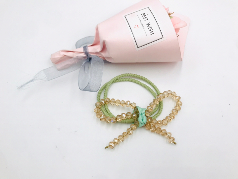 Pearl Crystal Colorful Ropes Hair Ring Hair Rope Headband Hair Accessories Rubber Band Head Tie Student Children Three-Dimensional Headdress Flower Headwear