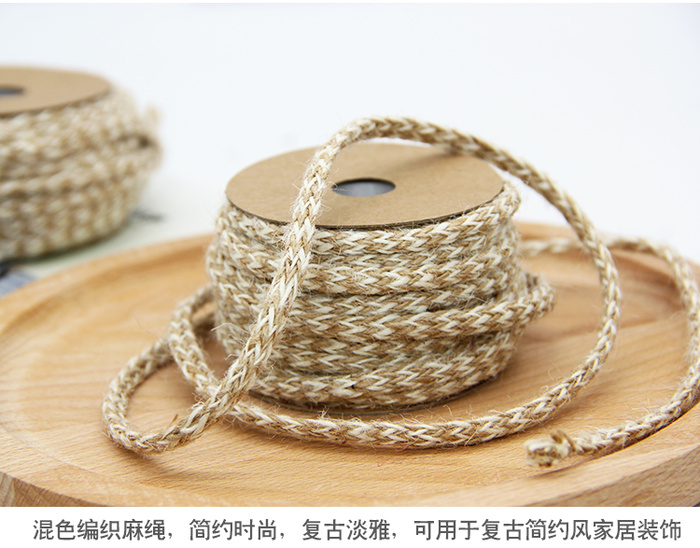 Hemp Rope Hand Woven fine ropes jute rough rope Vintage Ornament Bundle Rope Mixed yarn