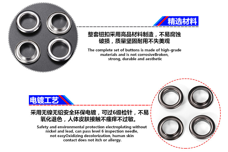 Inner Diameter 2mm-50mm Metal Eyelet Clothing Bag Eyelet Button Color Paint Air Hole Stainless Steel Eyelet Buckle