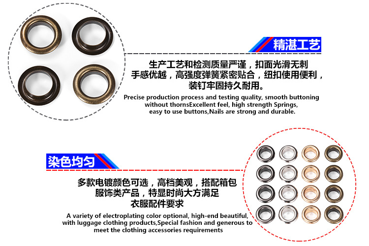 Inner Diameter 2mm-50mm Metal Eyelet Clothing Bag Eyelet Button Color Paint Air Hole Stainless Steel Eyelet Buckle