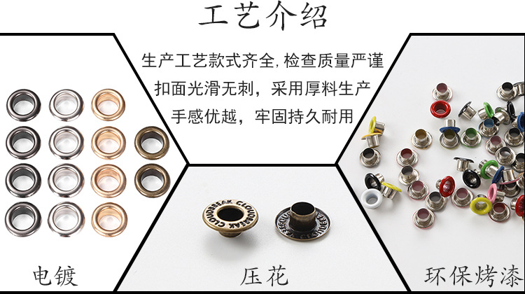 Inner Diameter 2mm-50mm Metal Eyelet Clothing Bag Eyelet Button Color Paint Air Hole Stainless Steel Eyelet Buckle