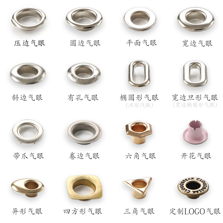 Inner Diameter 2mm-50mm Metal Eyelet Clothing Bag Eyelet Button Color Paint Air Hole Stainless Steel Eyelet Buckle