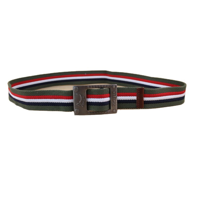2020 New Striped Personal Leisure Belt Buckle Metal English Multi-Style Belt Durable Elastic Waistband Belt