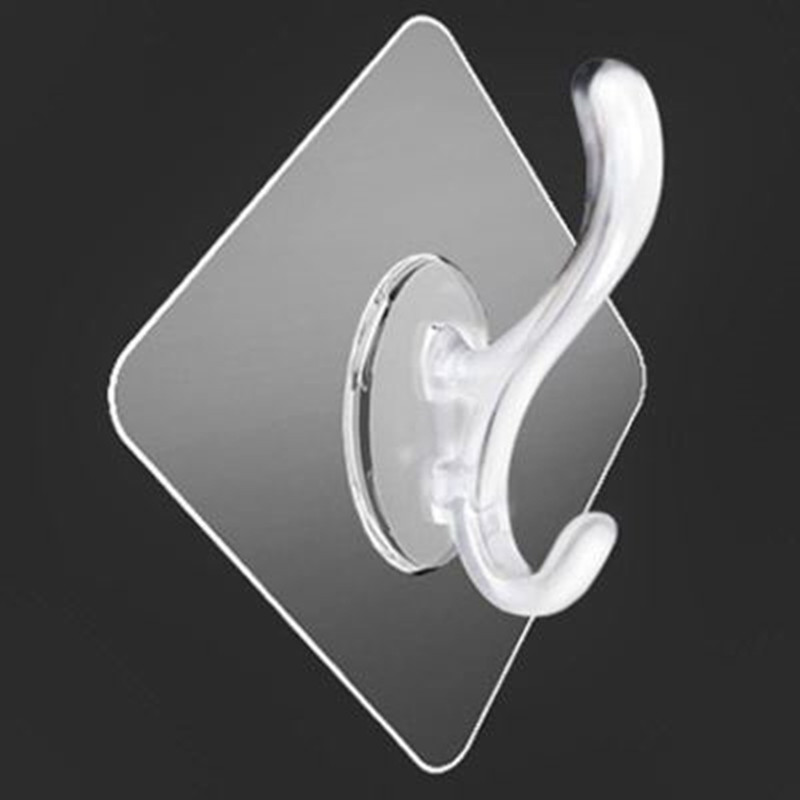 Transparent Hook No-Punch Sticky Hook Stall Wholesale Strong Traceless Hook Plastic Creative Bathroom Kitchen Hook