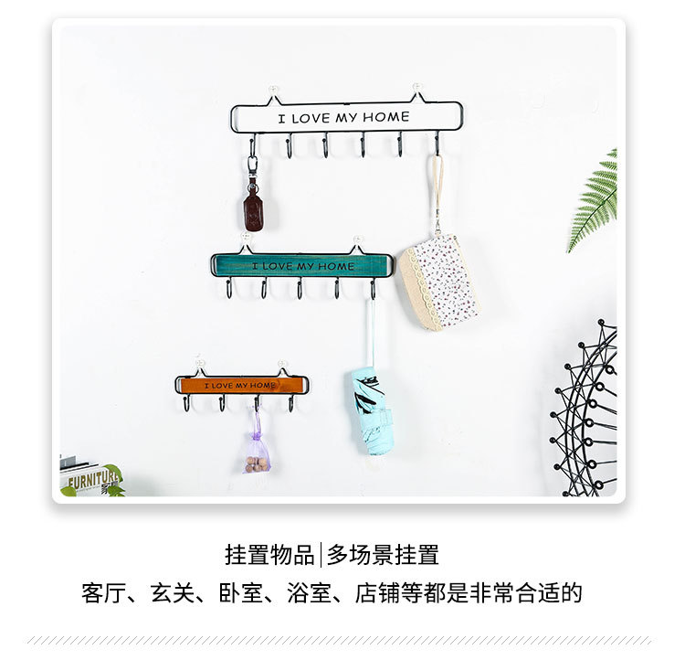Japanese-Style Iron hook Wall Hanging Retro Iron Art Door Cloakroom Key 4 Hook Hanger Kitchen Wall Decoration Wholesale
