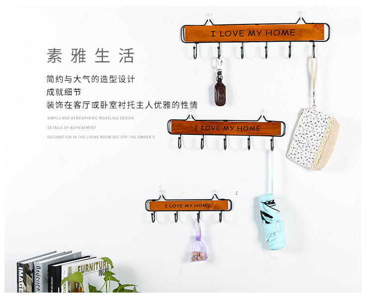Japanese-Style Iron hook Wall Hanging Retro Iron Art Door Cloakroom Key 4 Hook Hanger Kitchen Wall Decoration Wholesale