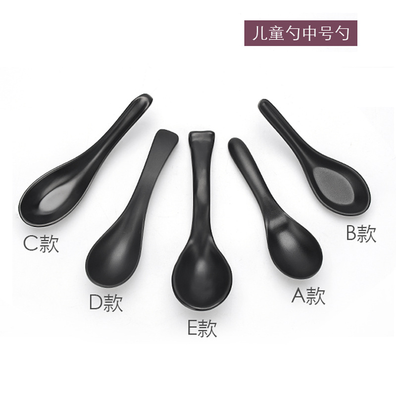 Spoon Plastic Soup Spoon Skewed Spoon Creative Hook Spoon Japanese Imitation Porcelain Tableware Thicken and Lengthen
