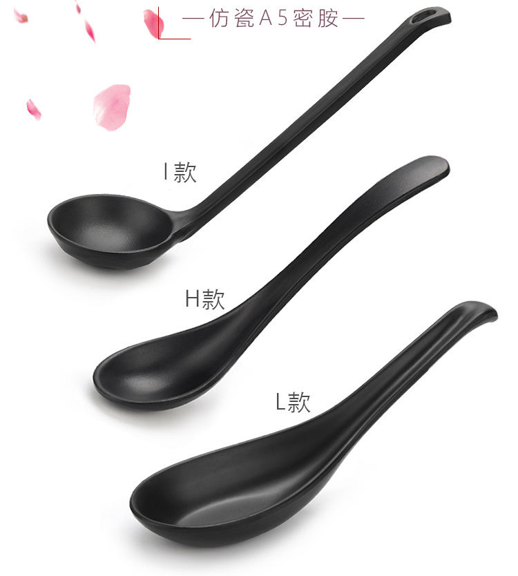 Spoon Plastic Soup Spoon Skewed Spoon Creative Hook Spoon Japanese Imitation Porcelain Tableware Thicken and Lengthen
