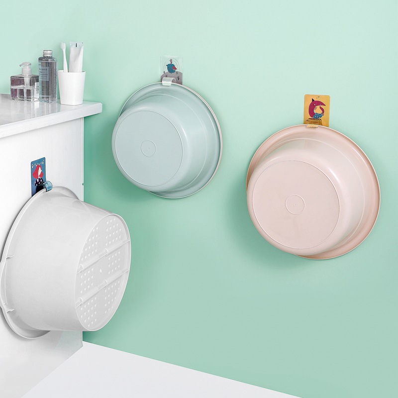 PunchFree Cartoon NonMarking Washstand Bathroom WallMounted Basin Clip Storage Rack Kitchen Washbasin Storage Hook Rack