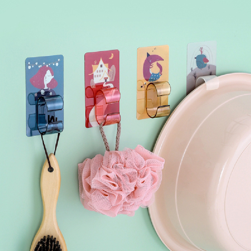 PunchFree Cartoon NonMarking Washstand Bathroom WallMounted Basin Clip Storage Rack Kitchen Washbasin Storage Hook Rack