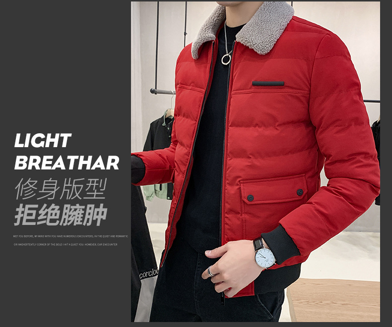 Winter Clothing Coat Cotton-Padded Coat Men 'S Trendy Winter Thickened Padded Jacket 2021 New Fashion Brand Clothes Men 'S Fur Collar Workwear Cotton Coat