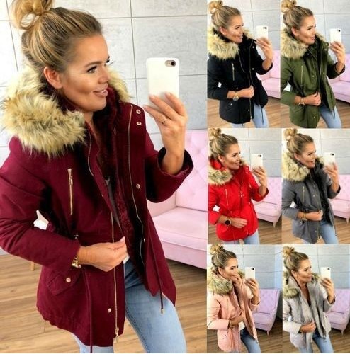 2018 Explosion New Wish Hooded Fur Collar Elastic Waistband Pocket Zip-up Jacket 2018 Explosion New Wish Hooded Fur Collar Elastic Waistband Pocket Zip-up Jacket