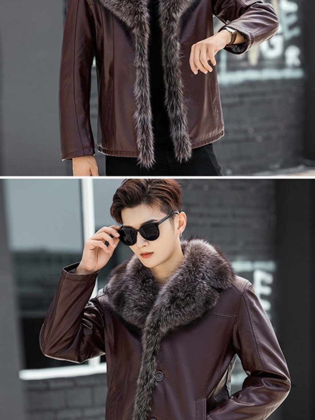 Winter Leather Coat Men's Genuine Leather Haining Middle-Aged and Young Men's Sheepskin Big Fur Collar Leather Coat Fleece-Lined Thickened Winter Leather Coat Men's Genuine Leather Haining Middle-Aged and Young Men's Sheepskin Big Fur Collar Leather Coat Fleece-Lined Thickened