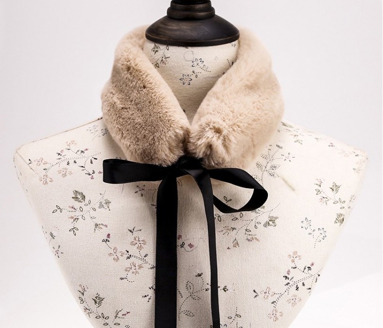 2018 Autumn and Winter New Versatile Korean Style Imitate Rex Rabbit Fur Leopard Print Fur Collar Ribbon Plush Ribbon Scarf Scarf Warm