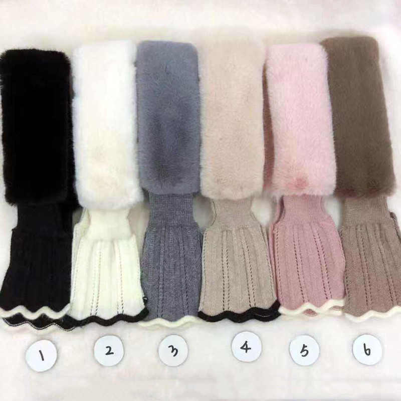 New Winter Japanese and Korean Sweet Scarf Velvet Knitted Lace Stitching Thickening Warm Neck Protection Fur Collar Small Scarf