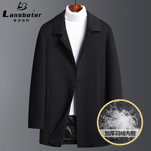 Winter Woolen Coat Men's Mid-Length Woolen Coat with Fur Collar Overcoat and Trench Coat Wool Overcoat Men's Woolen Coat Men's Thickened