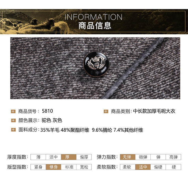 Winter Woolen Coat Men's Mid-Length Woolen Coat with Fur Collar Overcoat and Trench Coat Wool Overcoat Men's Woolen Coat Men's Thickened