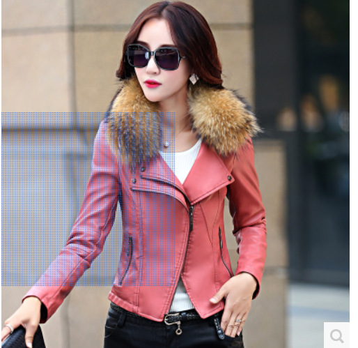 Oversized raccoon female with short fur collar trim body model A926 with cotton fur coat