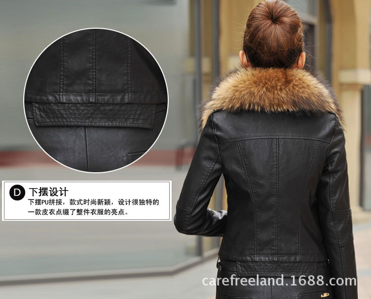 Oversized raccoon female with short fur collar trim body model A926 with cotton fur coat