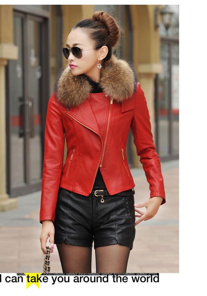 Oversized raccoon female with short fur collar trim body model A926 with cotton fur coat
