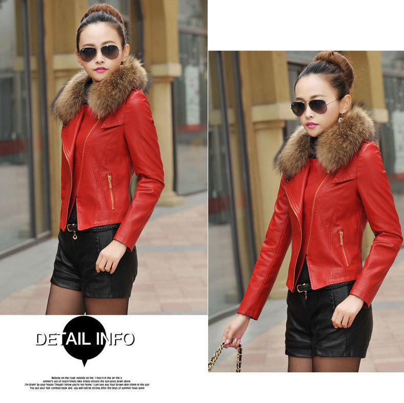 Oversized raccoon female with short fur collar trim body model A926 with cotton fur coat