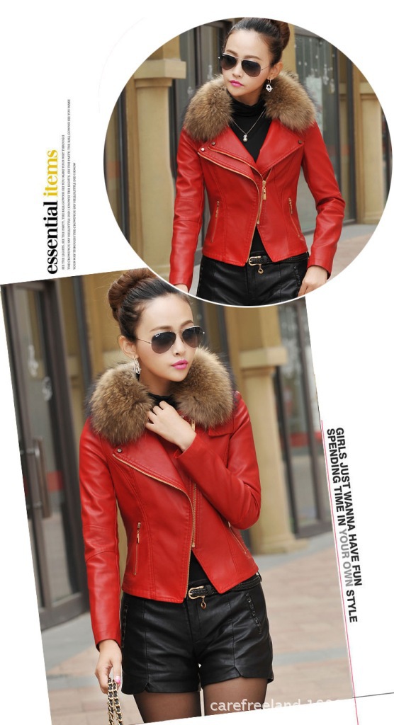 Oversized raccoon female with short fur collar trim body model A926 with cotton fur coat