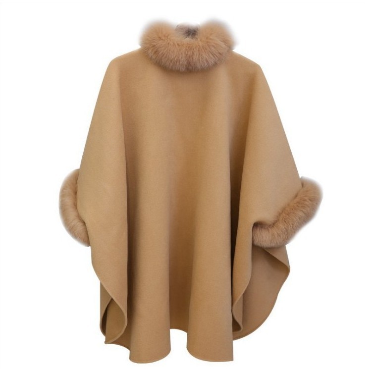 Spot winter coat new Korean fox fur collar in long woolen coat temperament cape cape cape jacket women
