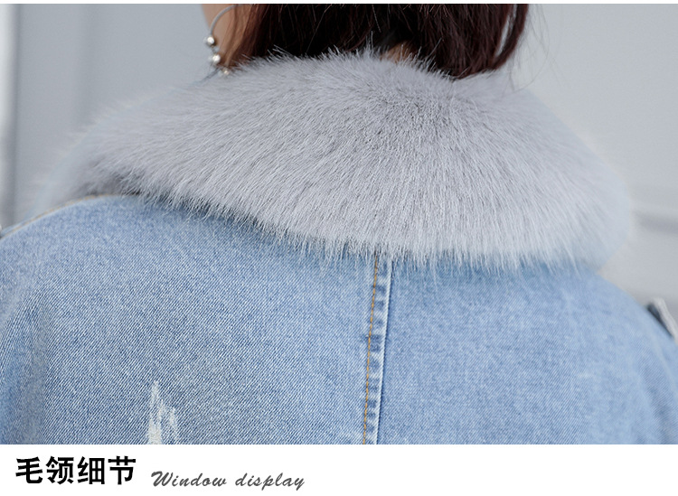 2020 loose denim splicing oversize fur collar with fleece padded jacket pocket short style cotton padded jacket female 2020 loose denim splicing oversize fur collar with fleece padded jacket pocket short style cotton padded jacket female