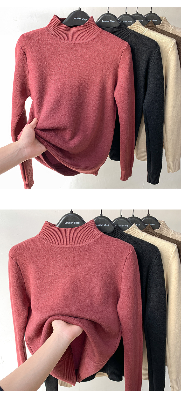 Velvet Padded Sweater Women's Winter 2021autumn and Winter New Thickened Integral Velvet Half-High Collar Inner Match Mink Fur Bottoming Shirt Fashion Velvet Padded Sweater Women's Winter 2021autumn and Winter New Thickened Integral Velvet Half-High Collar Inner Match Mink Fur Bottoming Shirt Fashion