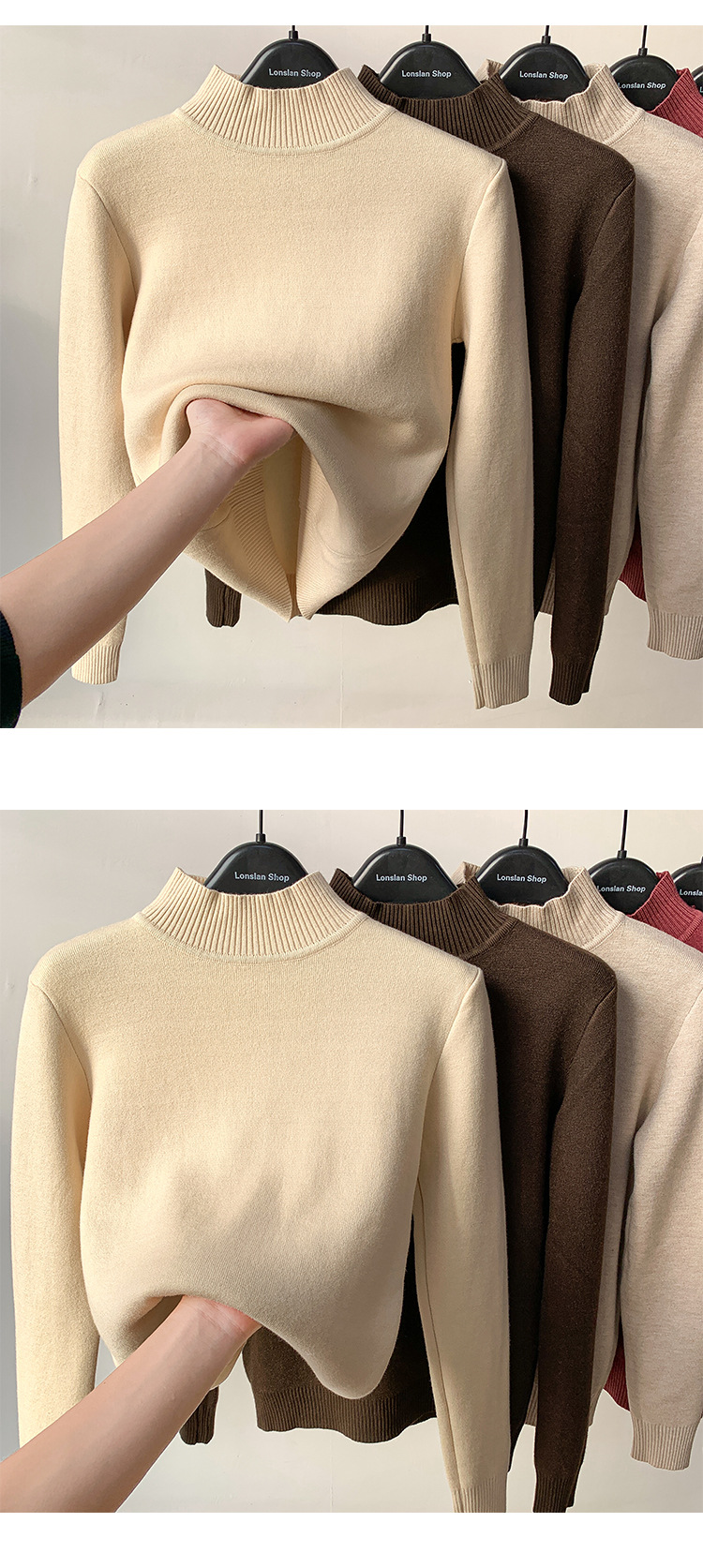 Velvet Padded Sweater Women's Winter 2021autumn and Winter New Thickened Integral Velvet Half-High Collar Inner Match Mink Fur Bottoming Shirt Fashion Velvet Padded Sweater Women's Winter 2021autumn and Winter New Thickened Integral Velvet Half-High Collar Inner Match Mink Fur Bottoming Shirt Fashion