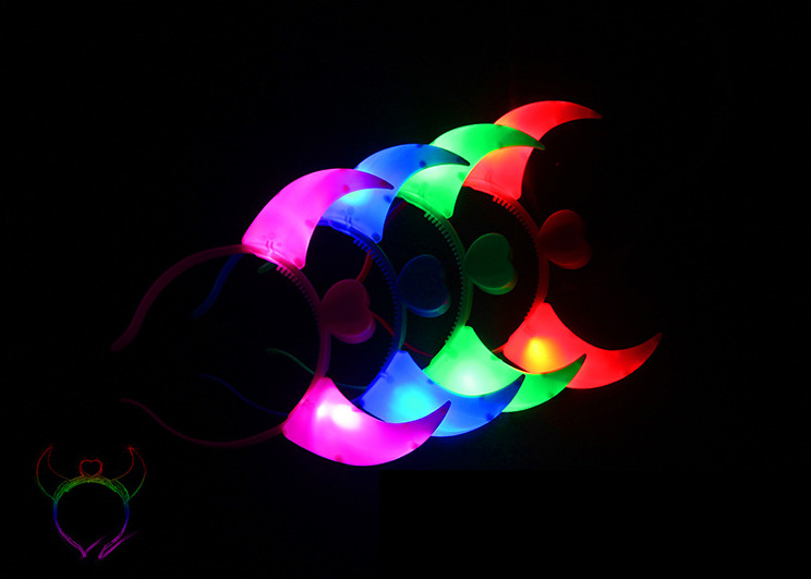 Luminous horn Flash Horn Korean version of the cow Horn Sequin bow concert party props manufacturers wholesale
