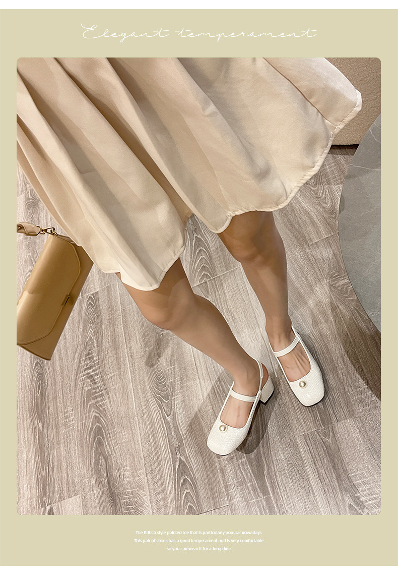 Mary Jane Women's Shoes 2022 Early Spring New Closed Toe Korean Sequined Pearl Hand Sewing Sequin Chunky Heel High Heel Hollow Back Shoes Mary Jane Women's Shoes 2022 Early Spring New Closed Toe Korean Sequined Pearl Hand Sewing Sequin Chunky Heel High Heel Hollow Back Shoes