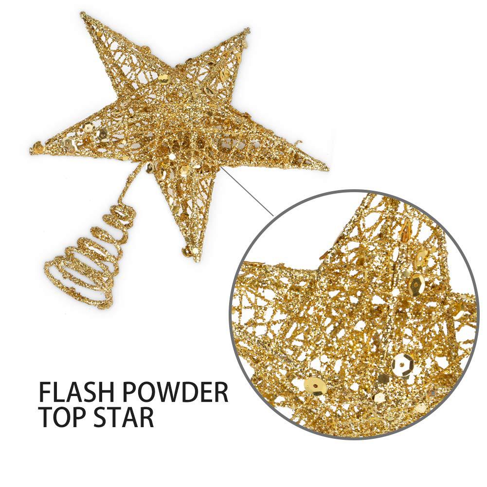 Whole TreeTop Star Iron Decoration FivePointed Star Sequin ThreeDimensional FivePointed Star Christmas Layout Supplies