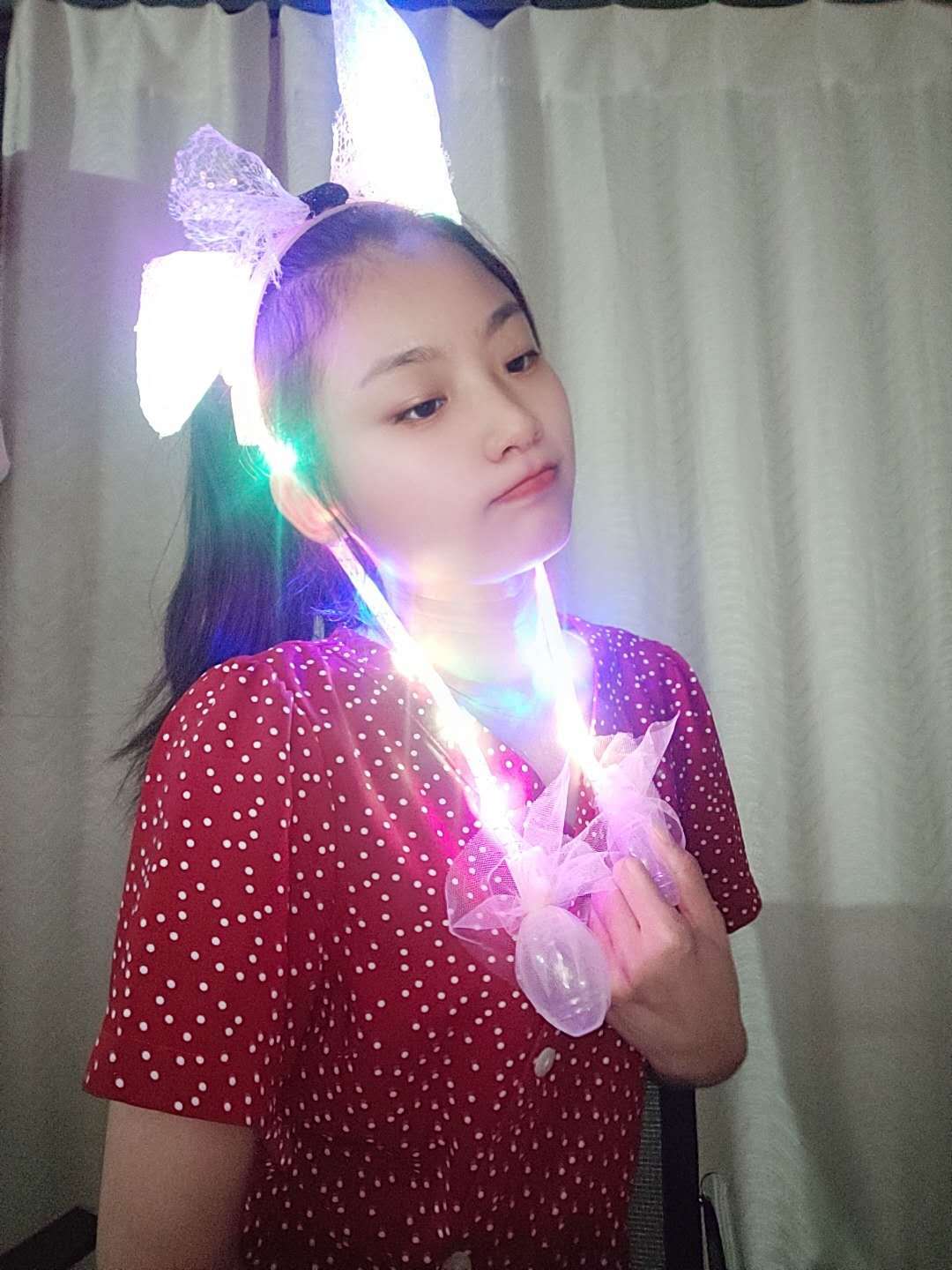 Sequin Light-Emitting Moving Rabbit Ears Hair Hoop-Pinch Air Bag Light-Emitting Rabbit Ears Headdress Night Market Stall