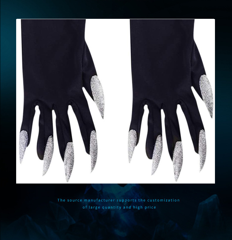 Halloween Claw gloves Nail gloves silver sequin Nail Hollowen Cosplay costume hand sleeve Halloween Claw gloves Nail gloves silver sequin Nail Hollowen Cosplay costume hand sleeve