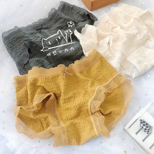 Sea Salt Style Japanese Style Ice Silk Young Lady's Panties Modal Pure All Cotton Crotch Lace Edge Seamless Underwear for Women Wholesale