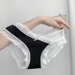 Sea Salt Style Japanese Style Ice Silk Young Lady's Panties Modal Pure All Cotton Crotch Lace Edge Seamless Underwear for Women Wholesale