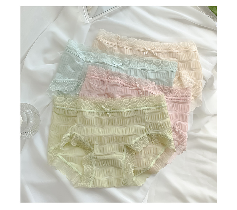 Sea Salt Style Japanese Style Ice Silk Young Lady's Panties Modal Pure All Cotton Crotch Lace Edge Seamless Underwear for Women Wholesale