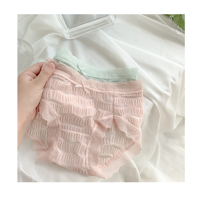 Sea Salt Style Japanese Style Ice Silk Young Lady's Panties Modal Pure All Cotton Crotch Lace Edge Seamless Underwear for Women Wholesale