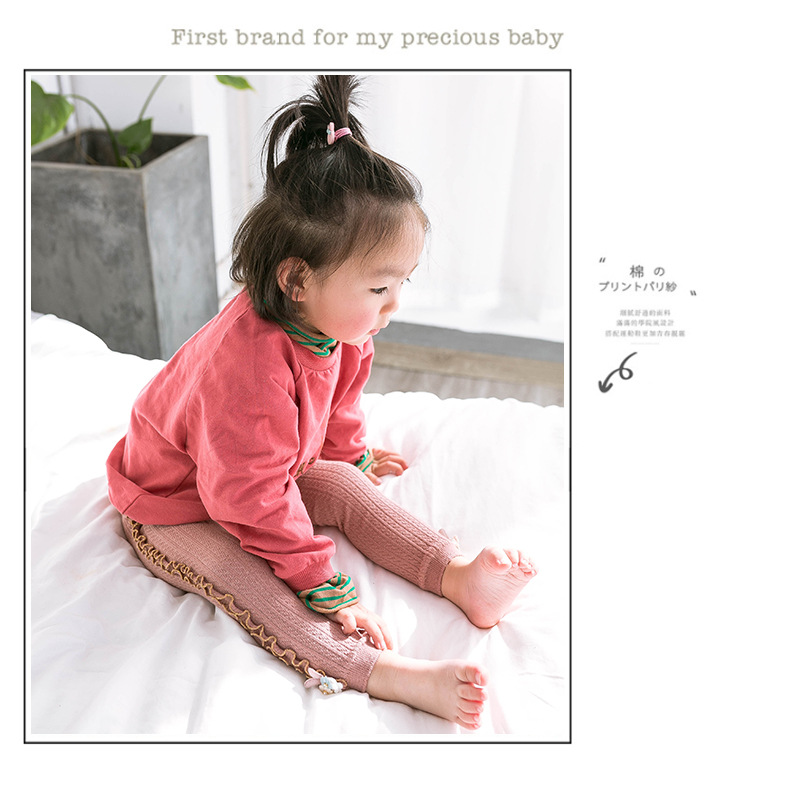 Spring and autumn double needle crotch lace baby pantyhose baby tights bottom pantyhose vertical agaric edge nine minutes pants Spring and autumn double needle crotch lace baby pantyhose baby tights bottom pantyhose vertical agaric edge nine minutes pants