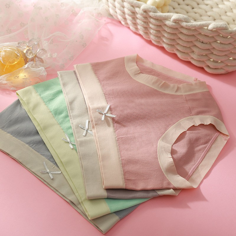 Pack Of Four Pairs Miss Qianjin Sweet Bowknot Underwear Girl Graphene Cotton Stall Breathable Macaron Briefs