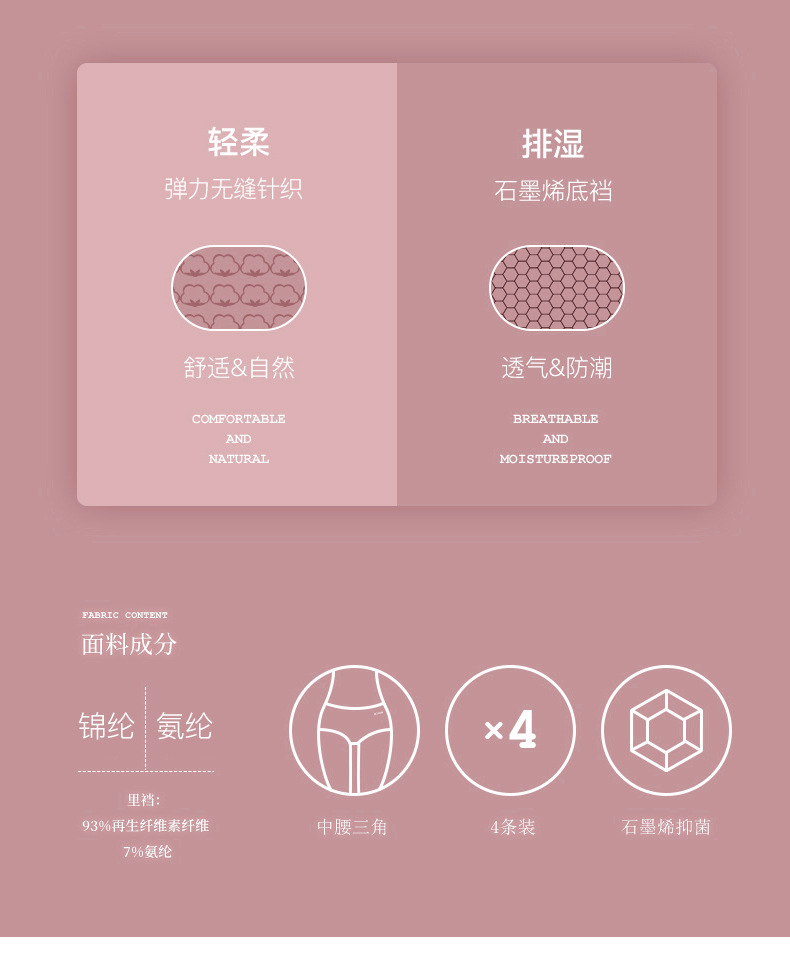 Pack Of Four Pairs Miss Qianjin Sweet Bowknot Underwear Girl Graphene Cotton Stall Breathable Macaron Briefs