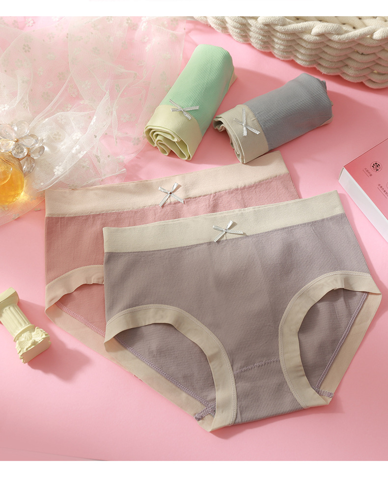 Pack Of Four Pairs Miss Qianjin Sweet Bowknot Underwear Girl Graphene Cotton Stall Breathable Macaron Briefs