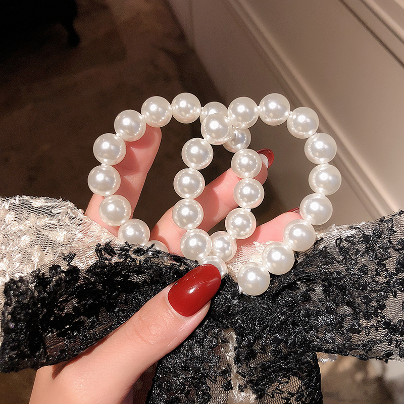 Pearl Bowknot Hair Ring Net Red Banderole Lace Ins Ornament Hair Rope Mori Style Simple Ribbon Large Intestine Ring Hair Accessories