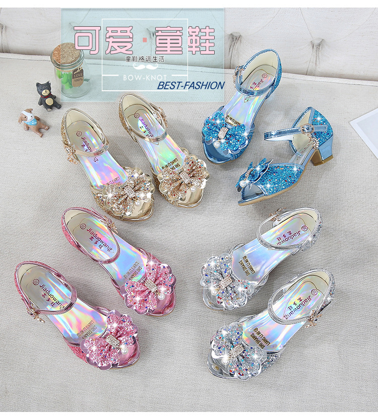 2021 New Frozen Dream Girls High Heel Shoes Children's Princess Sandals Bowknot Children's Shoes Crystal Heel Shoes 2021 New Frozen Dream Girls High Heel Shoes Children's Princess Sandals Bowknot Children's Shoes Crystal Heel Shoes