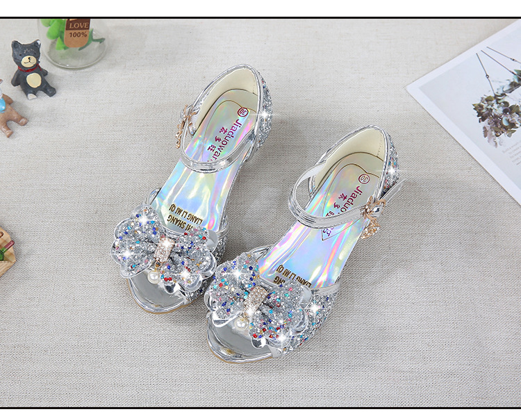 2021 New Frozen Dream Girls High Heel Shoes Children's Princess Sandals Bowknot Children's Shoes Crystal Heel Shoes 2021 New Frozen Dream Girls High Heel Shoes Children's Princess Sandals Bowknot Children's Shoes Crystal Heel Shoes