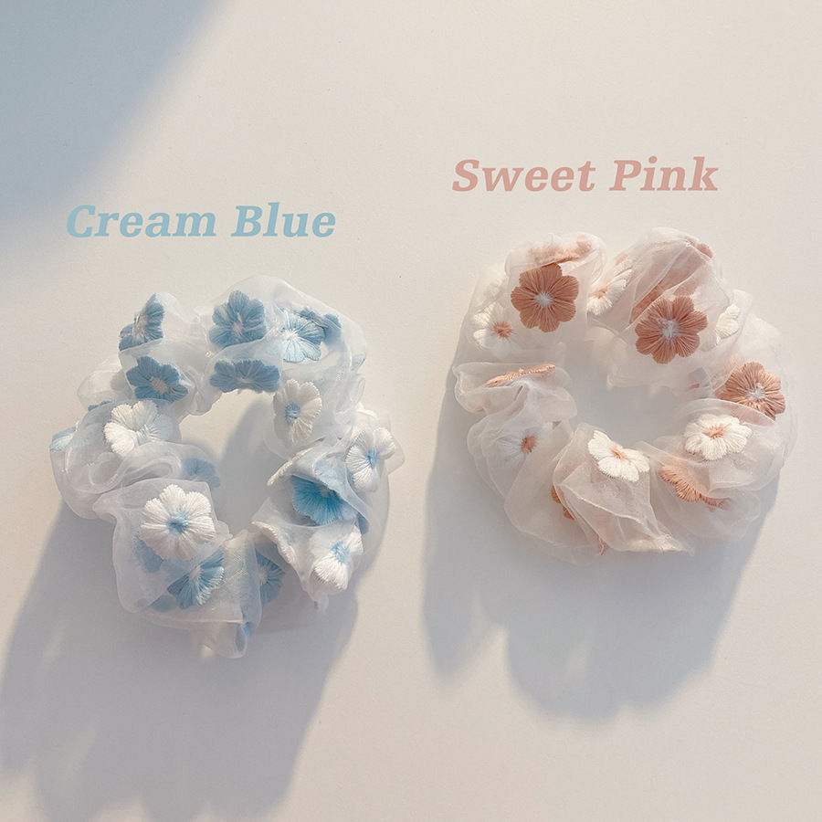 Large Intestine Hair Ring Ins Organza Fairy Hair Accessory Korean JK Plaid Headdress Flower Fabric Bowknot Headband