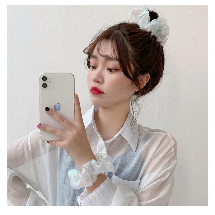 Large Intestine Hair Ring Ins Organza Fairy Hair Accessory Korean JK Plaid Headdress Flower Fabric Bowknot Headband