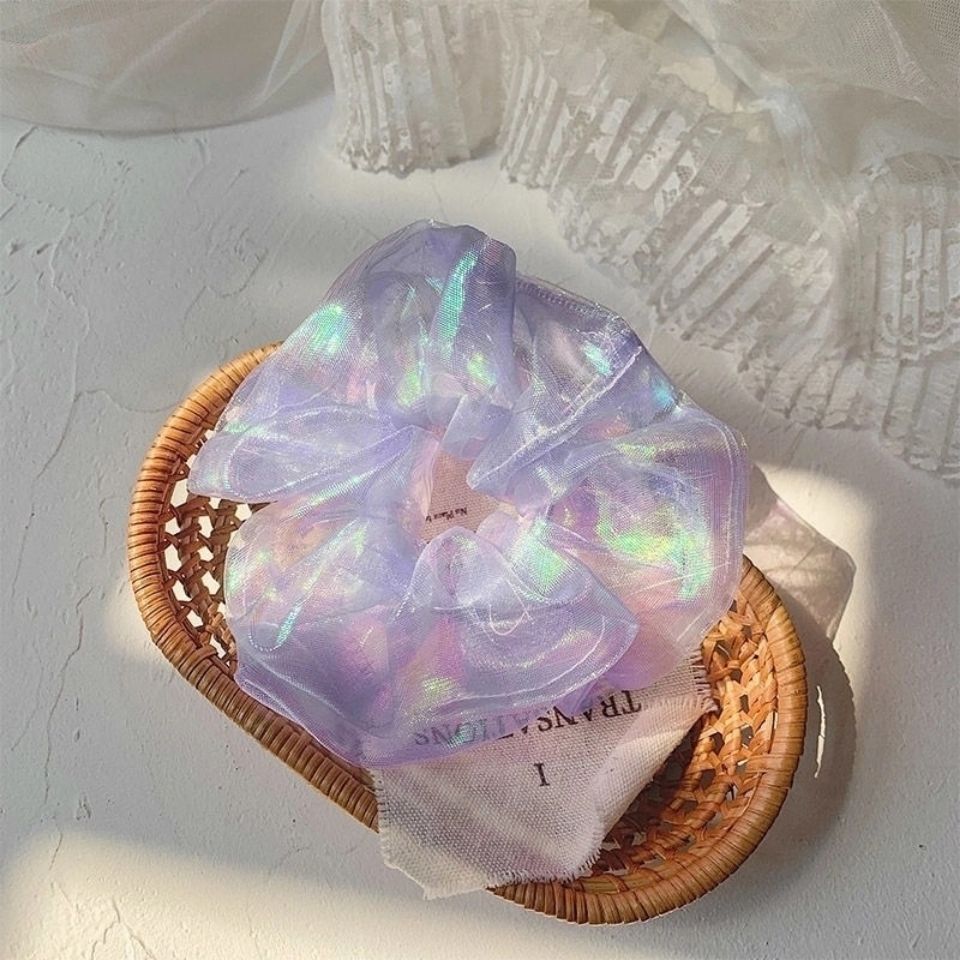 Large Intestine Hair Ring Ins Organza Fairy Hair Accessory Korean JK Plaid Headdress Flower Fabric Bowknot Headband