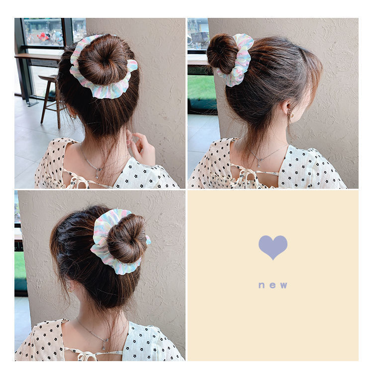 Large Intestine Hair Ring Ins Organza Fairy Hair Accessory Korean JK Plaid Headdress Flower Fabric Bowknot Headband